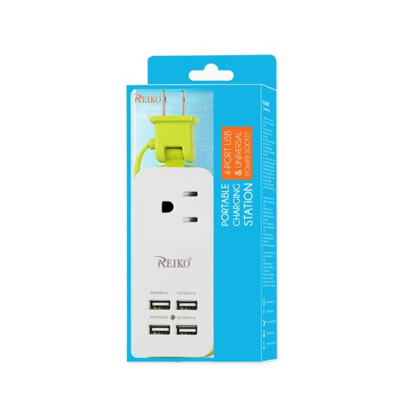Reiko 4.1 AMP 4 USB Home Wall Charging Station in Green | MaxStrata on Sale - Image 3