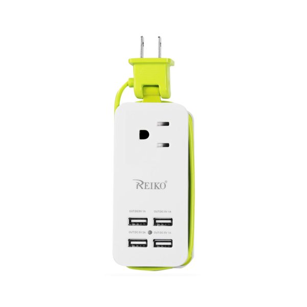 Reiko 4.1 AMP 4 USB Home Wall Charging Station in Green | MaxStrata on Sale