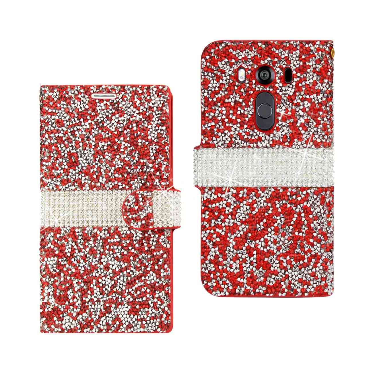 Reiko LG V10 Diamond Rhinestone Wallet Case in Red | MaxStrata Online Hot Sale